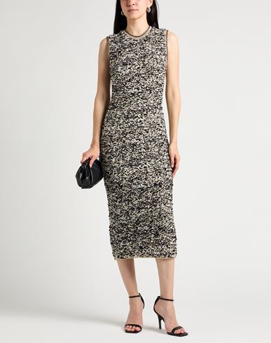 Woman Midi dress Black Size 6 Synthetic fibers, Bamboo fiber, Cotton, Metallic fiber, Elastane