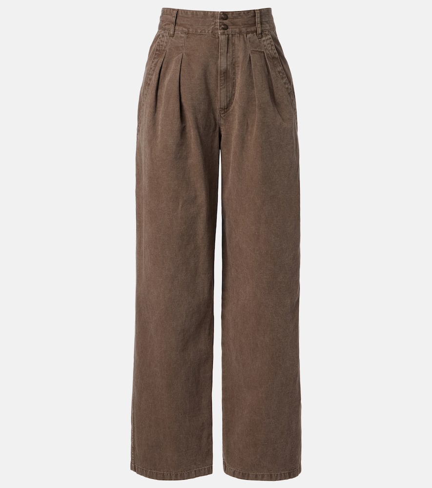 Nadine cotton and linen wide-leg pants