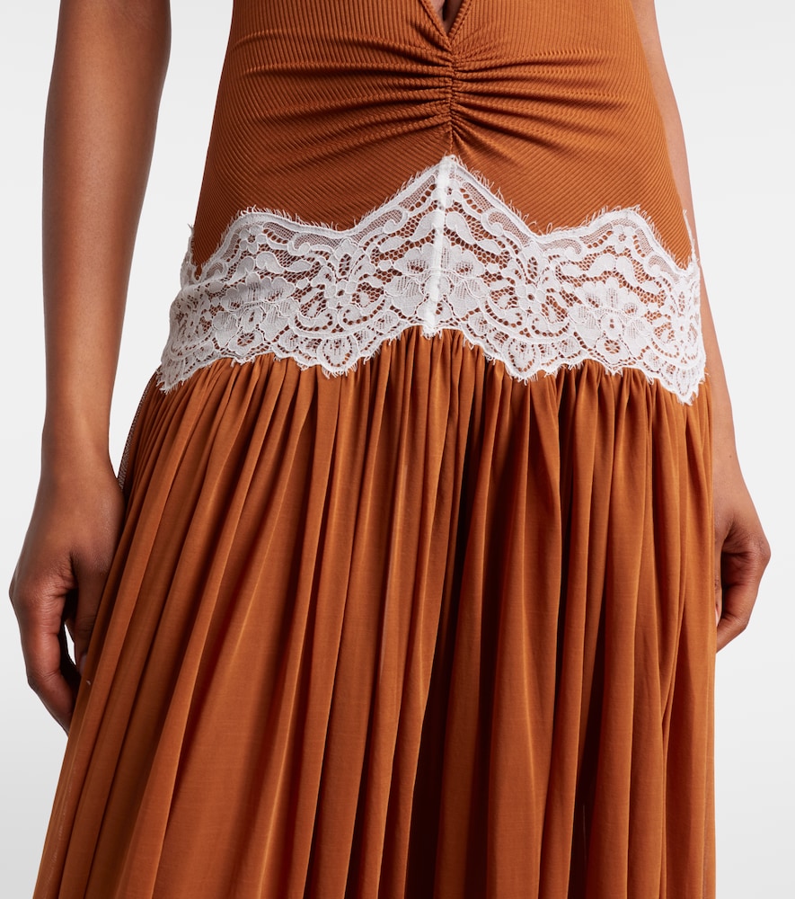 Cutout lace-trimmed gown