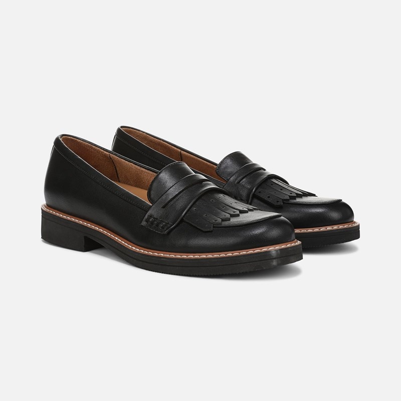 Pacey Loafer Shoes, Black Faux Leather