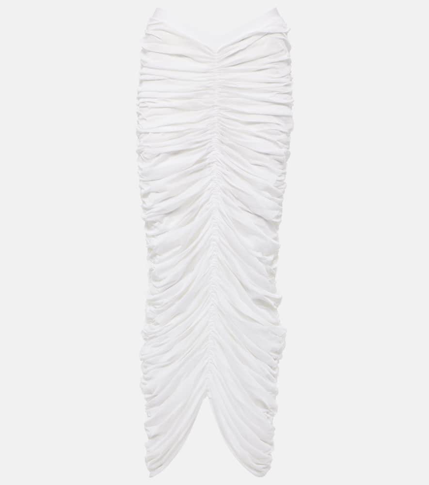 Laure ruched silk-blend maxi skirt