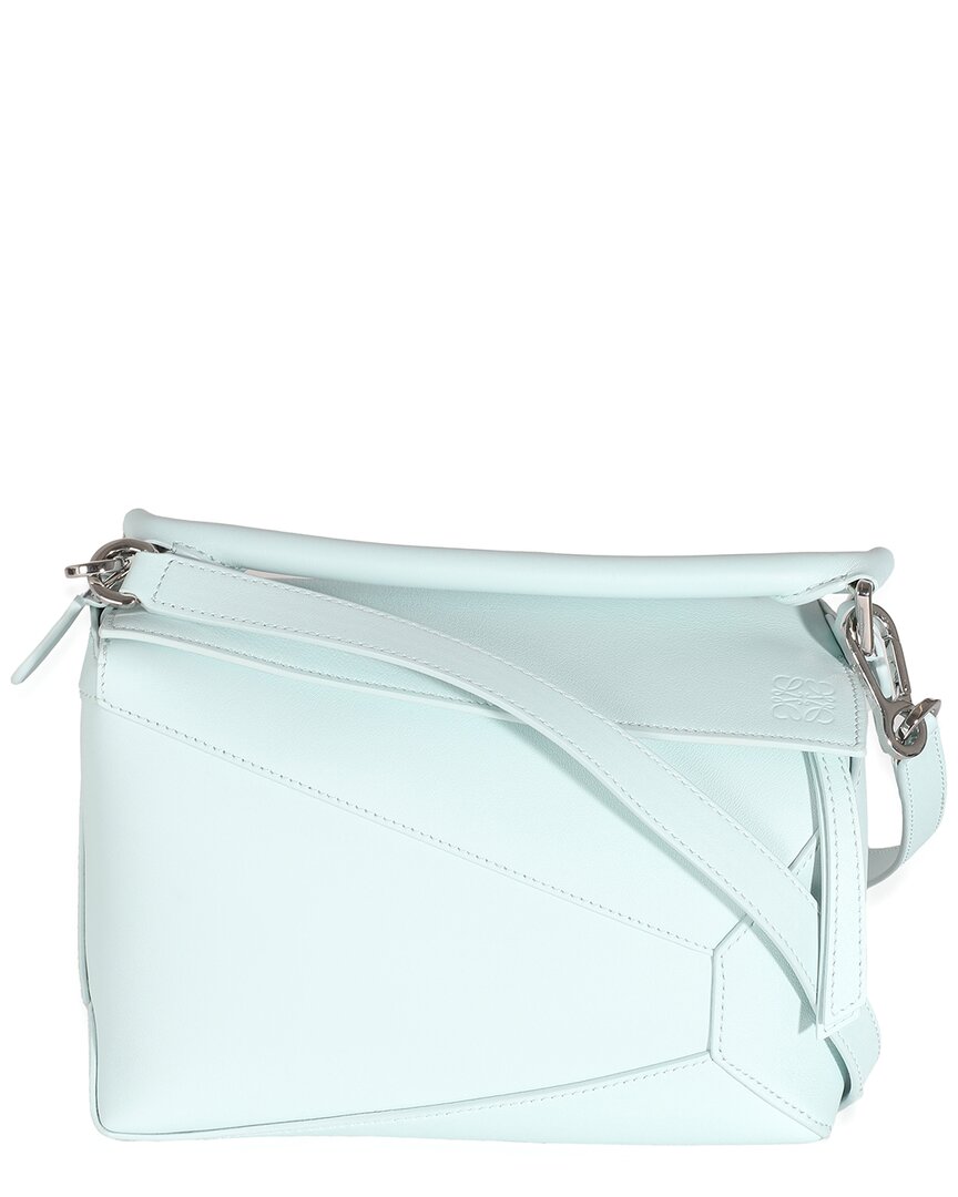 Blue Leather Small Puzzle Edge Bag (Authentic Pre-Loved)