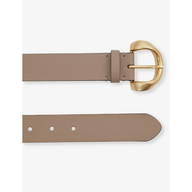 Womens Taupe Indie Twisted-buckle Leather Belt