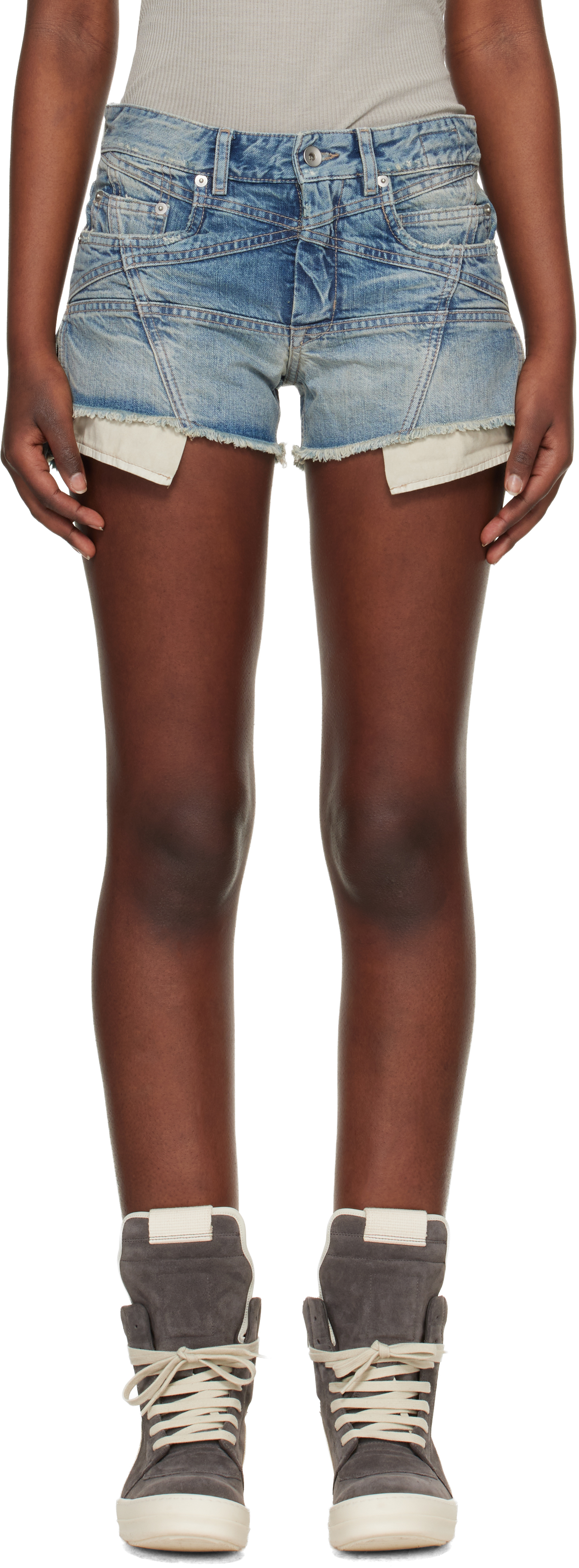 Blue Temple Lana Cut Off Denim Shorts
