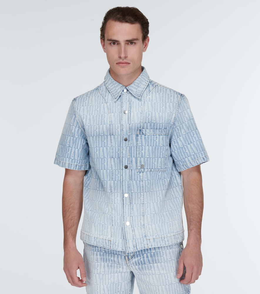 Logo jacquard denim shirt