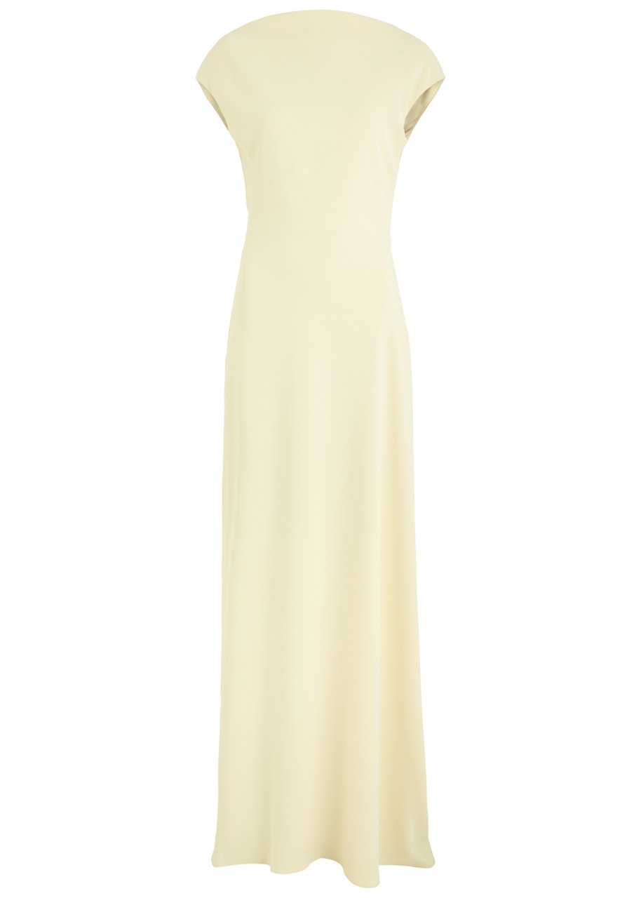Drape Back Twill Maxi Dress