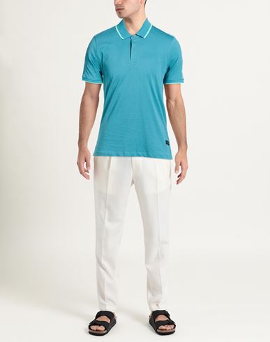 Man Polo shirt Turquoise Size XXL Cotton