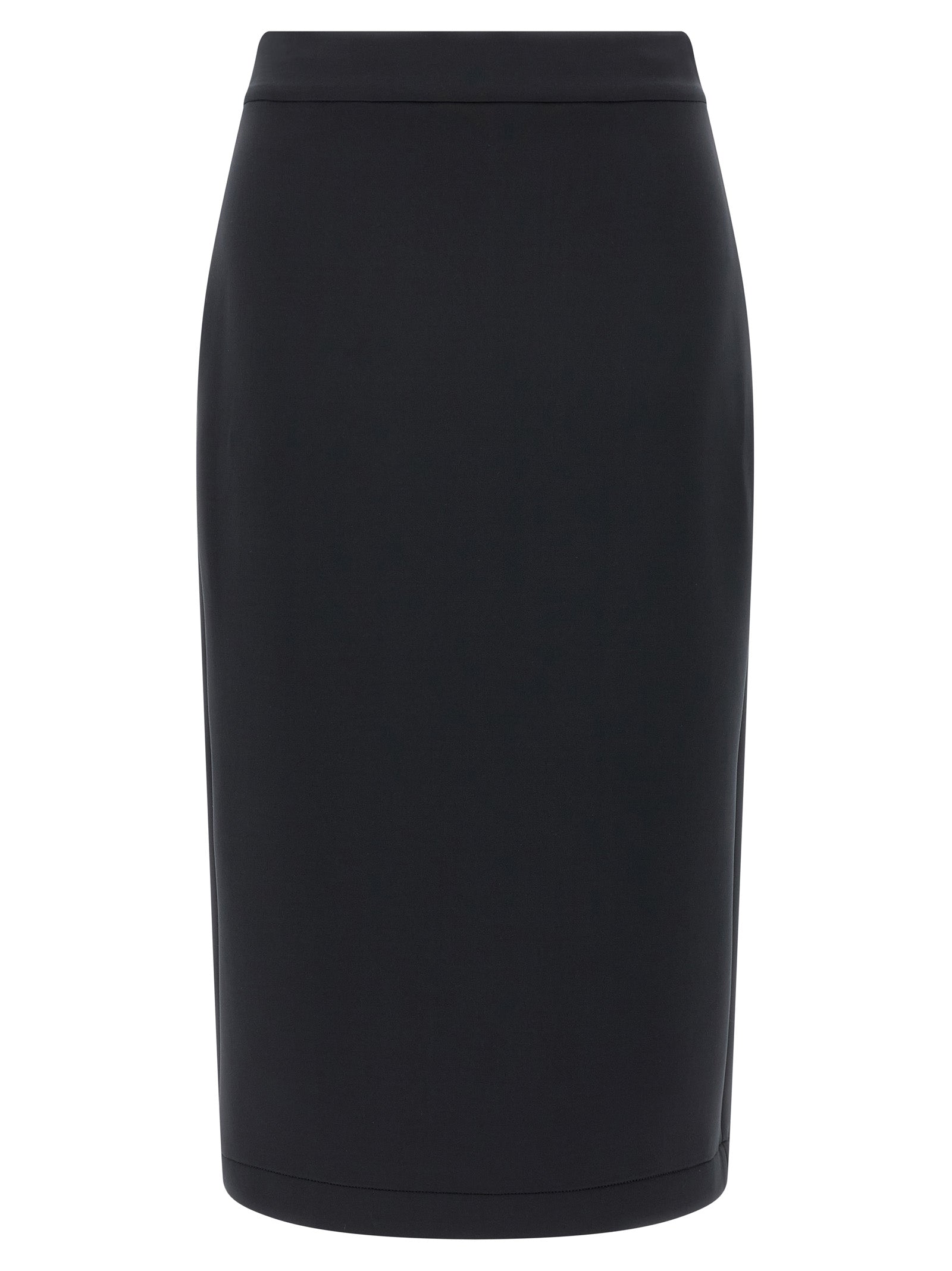 Scuba-Effect Midi Skirt — Black