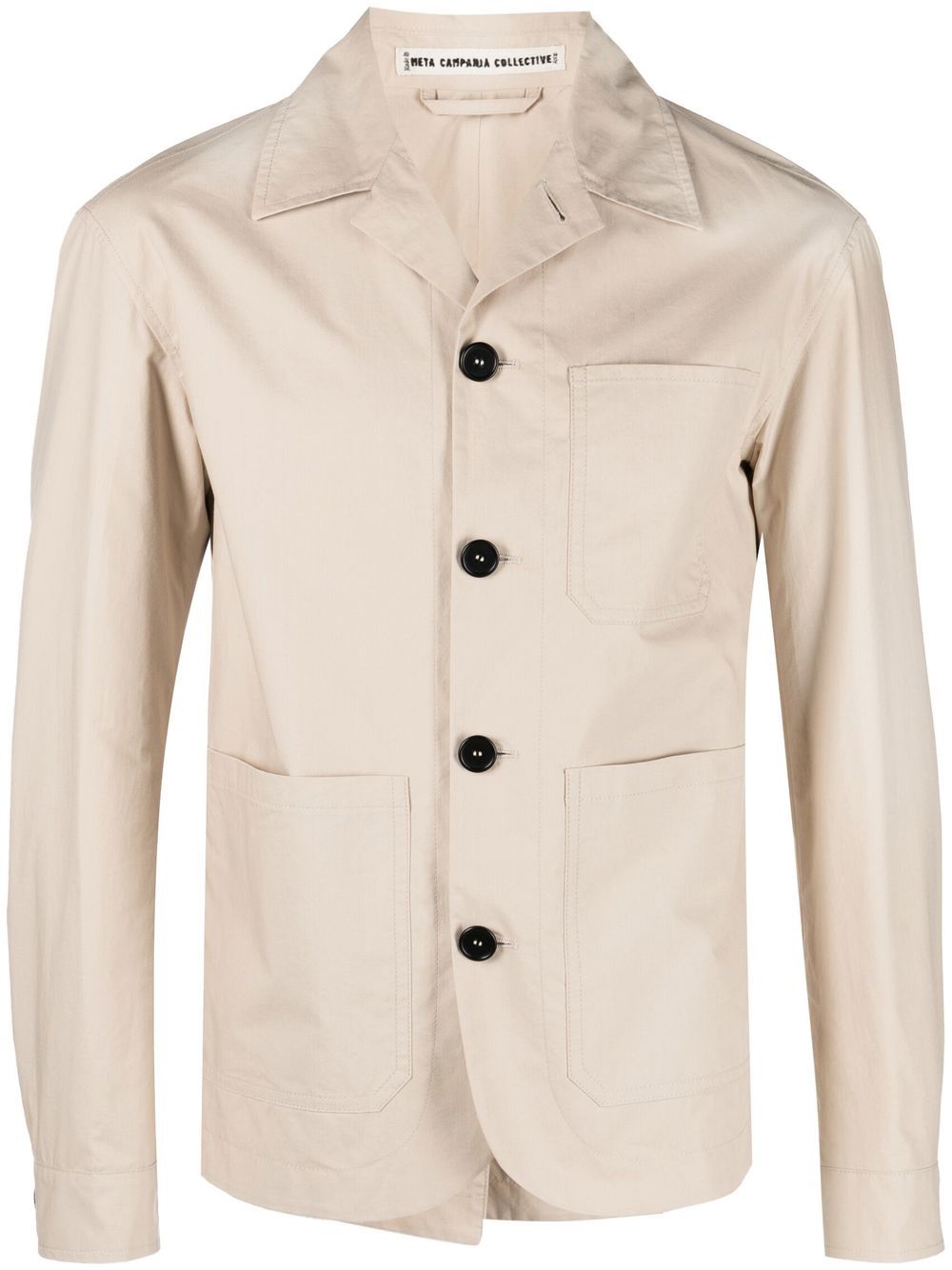 Cuban-collar organic-cotton shirt-jacket - Neutrals