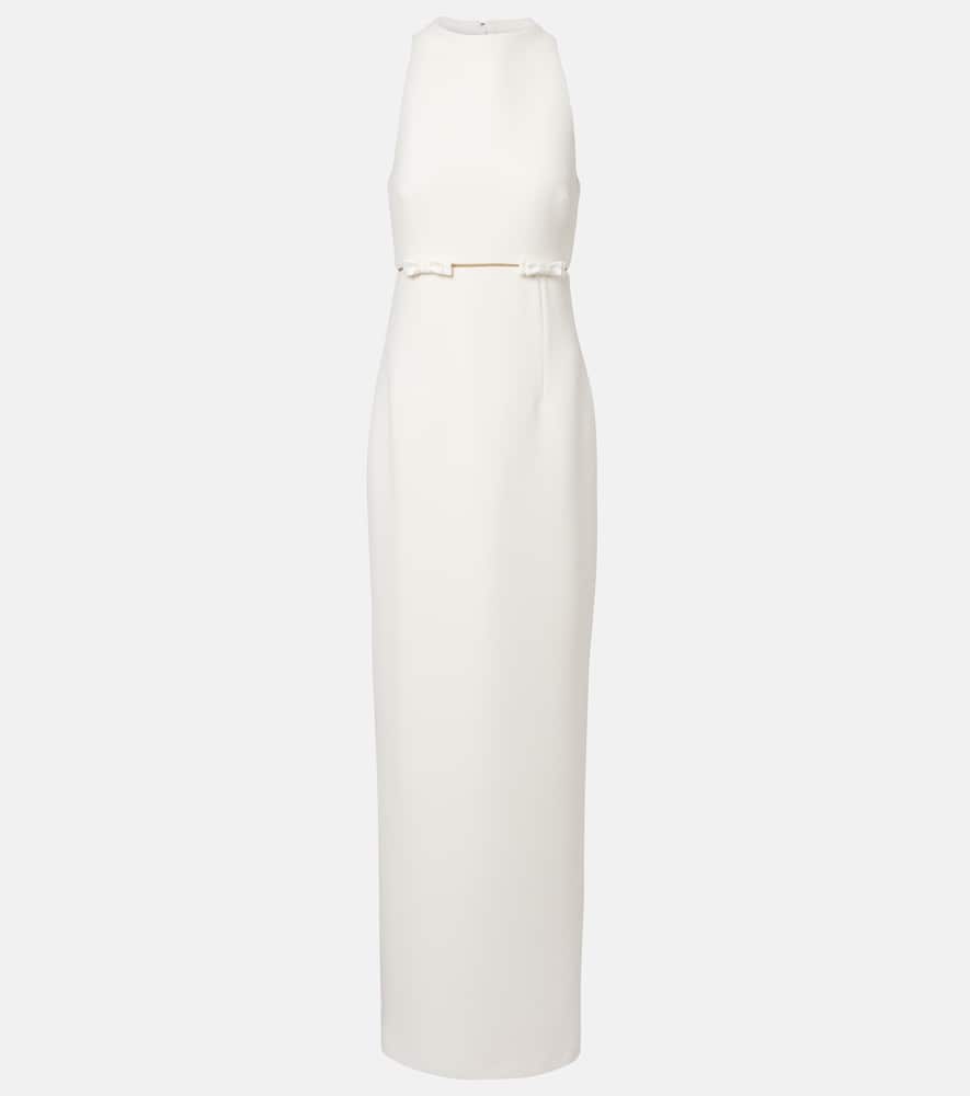 Bridal Jalie bow-detail crêpe gown