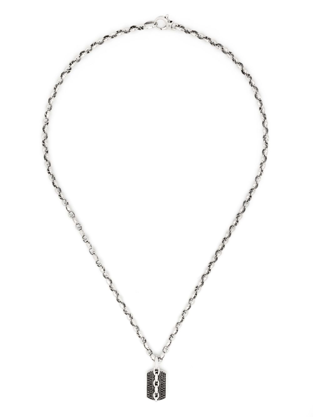 Sterling silver medium Thorn Razer Tag sapphire necklace