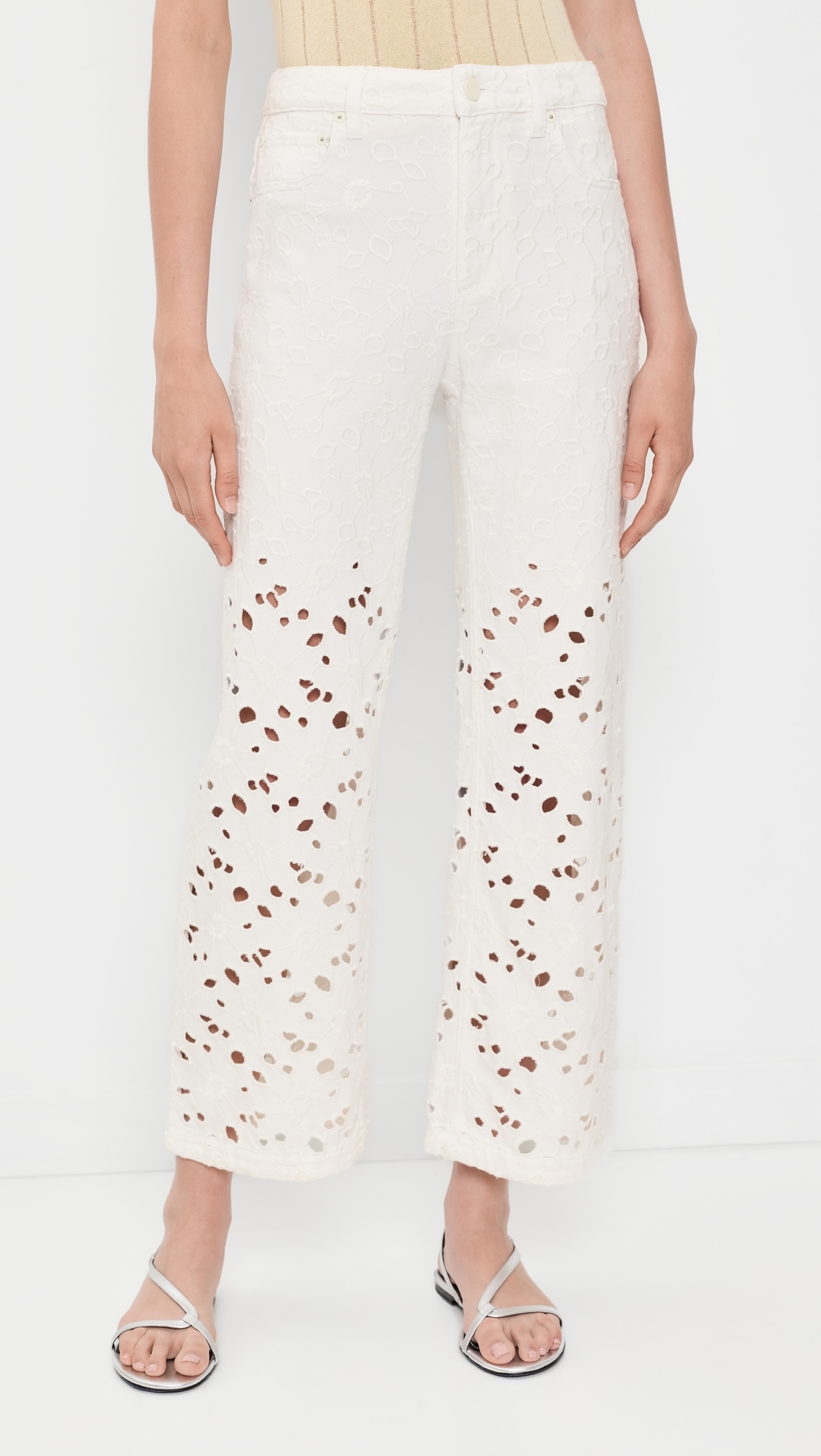 Chic Ankle Length Jeans Off White