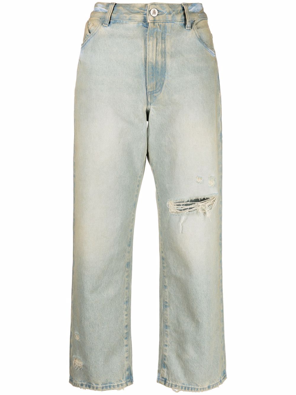 Distressed effect wide-leg jeans - Blue