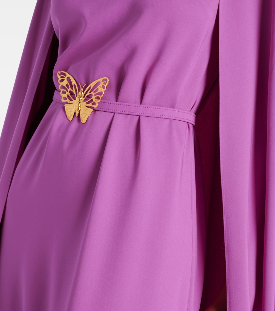 Caped silk-blend gown