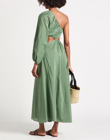 Woman Maxi dress Military green Size 3 Organic cotton, Silk