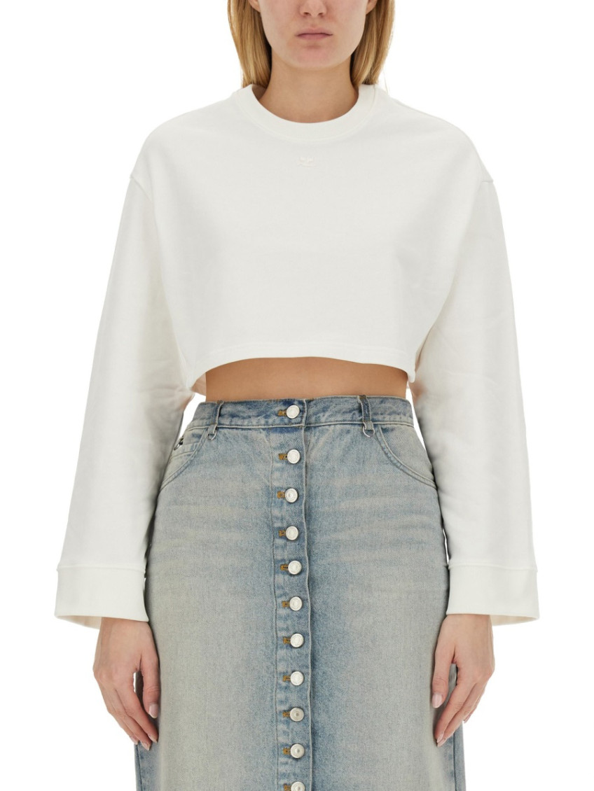 White Solid Crew Neck Sweatshirt