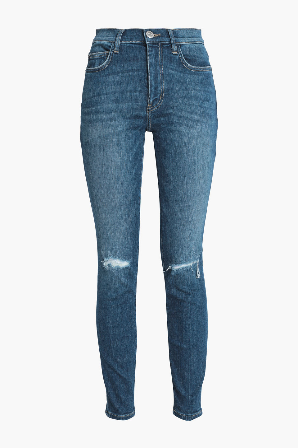 Joey Dark Destroy distressed high-rise skinny jeans - Blue - 24