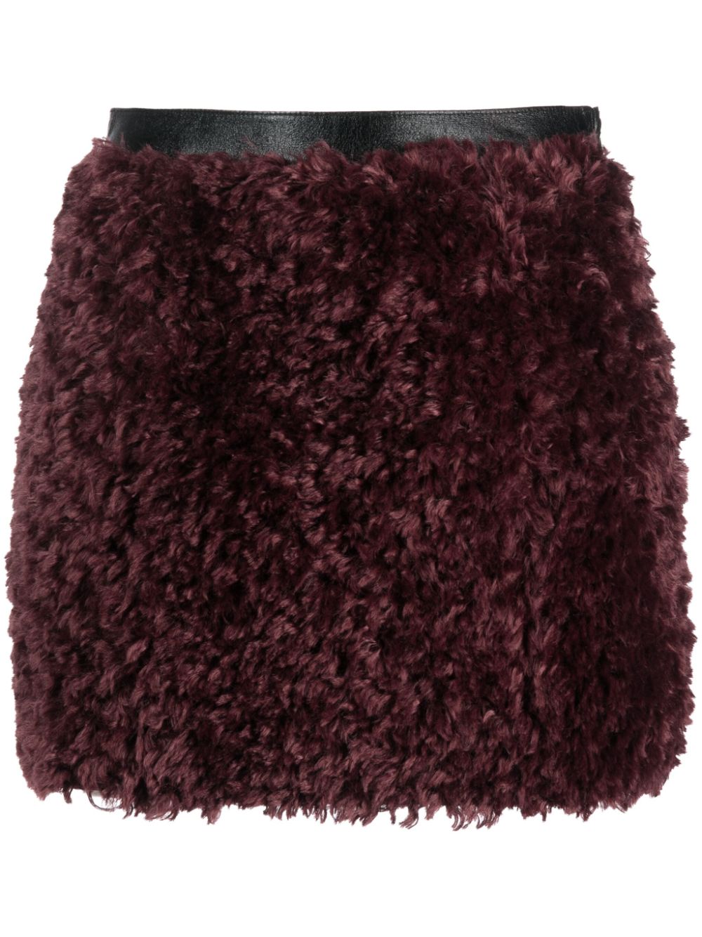 Brushed-effect faux-fur miniskirt - Black