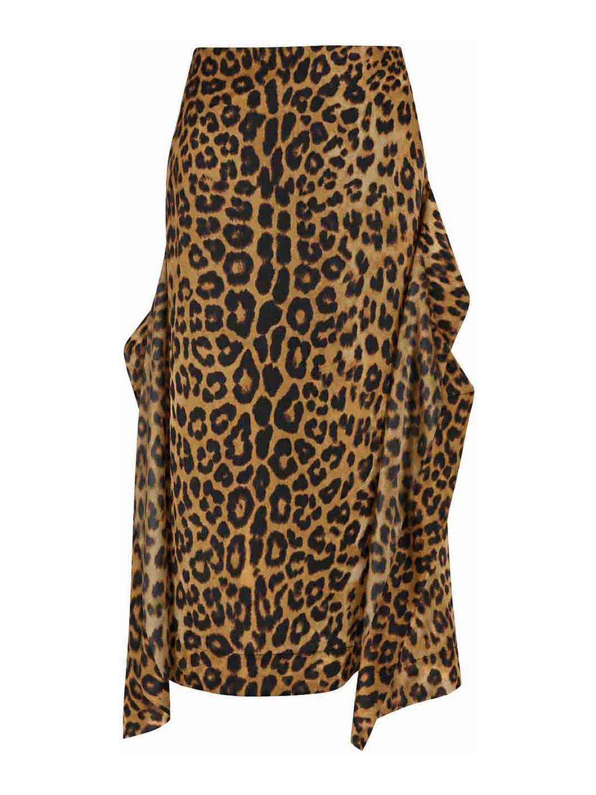 Long Silk Skirt with Leopard Print