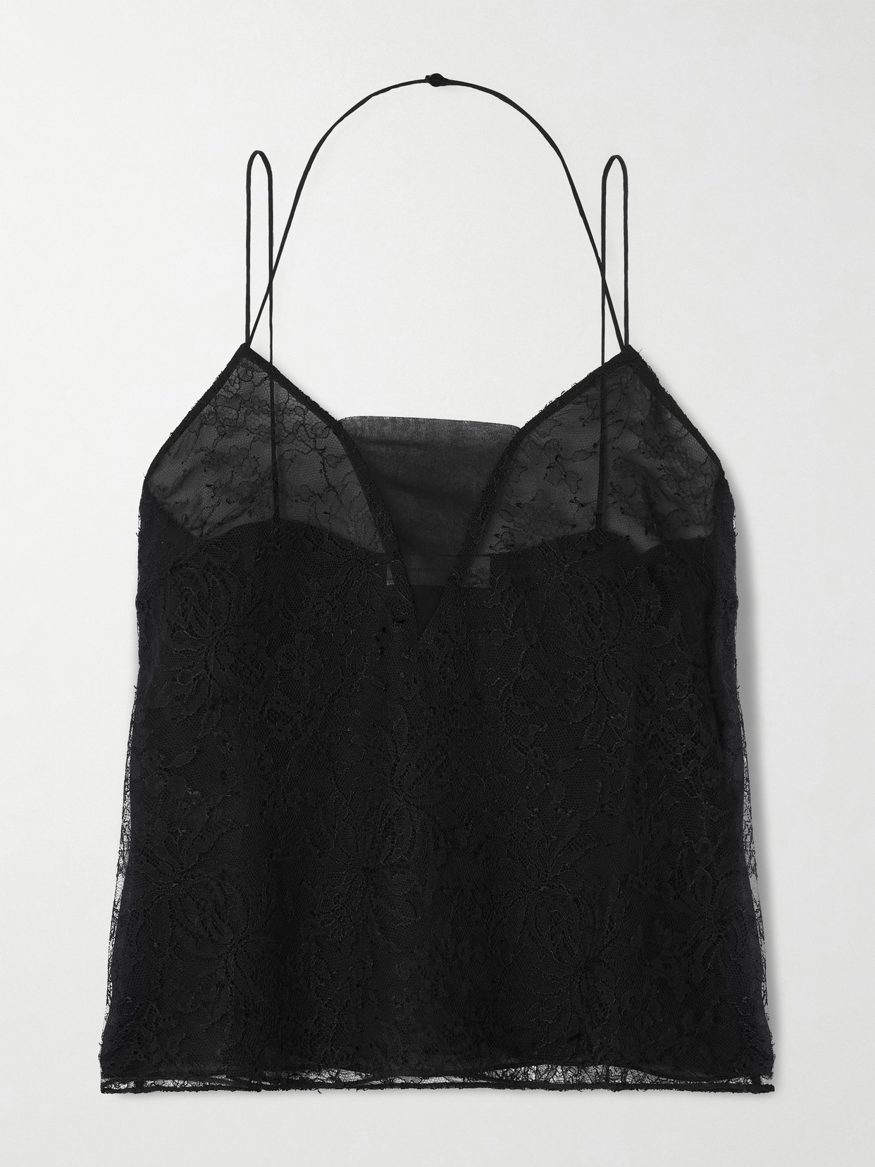 Mariana Layered Lace And Silk-georgette And Camisole - Black