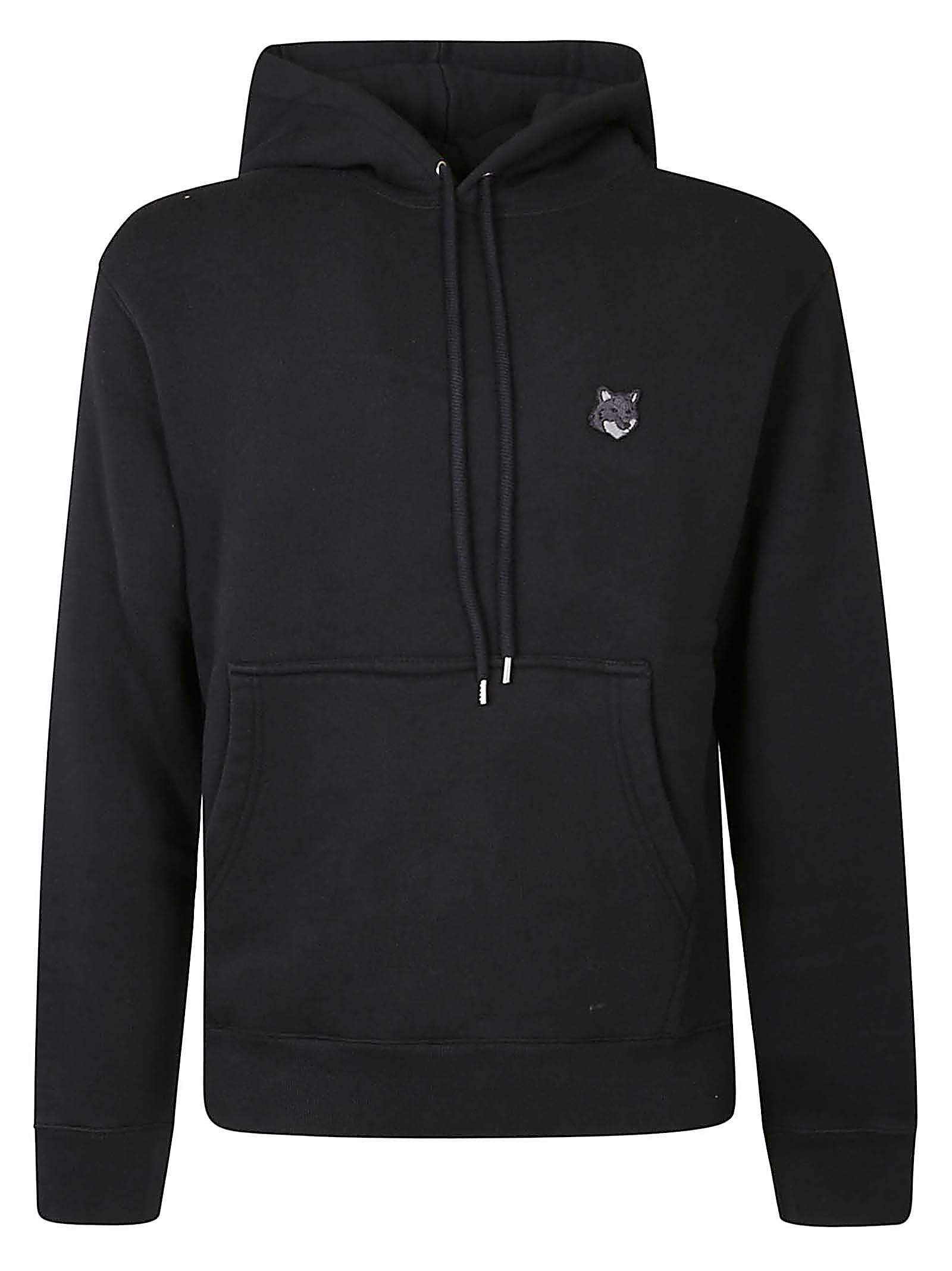 Fox Patched Rib Trim Plain Hoodie