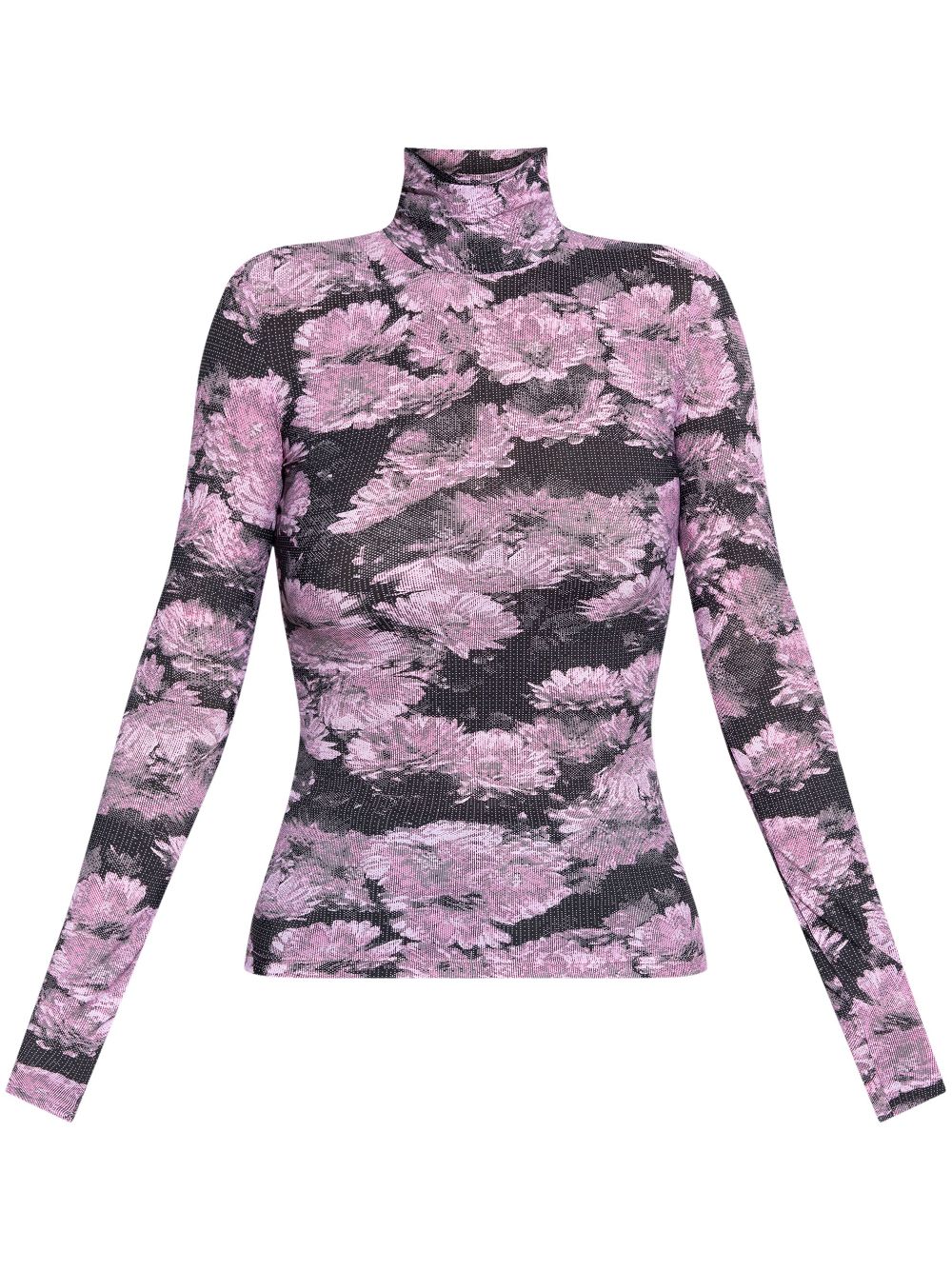 Floral print turtleneck - Purple