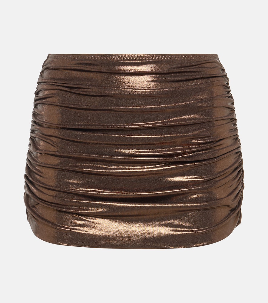 Norma Kamali Metallic ruched swim skirt