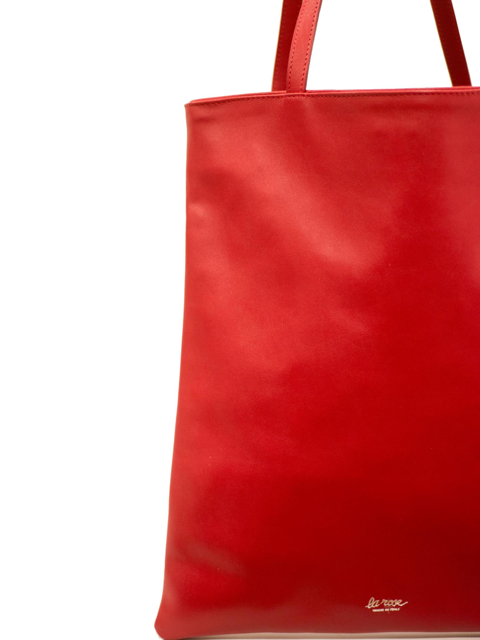 La Rose La Rose Leather Tote Bag Red