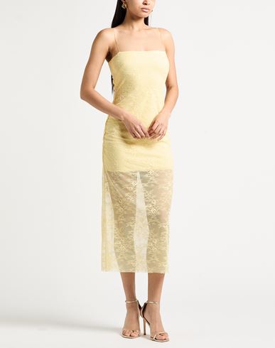 Woman Midi dress Pastel yellow Size 10 Polyester, Elastane, Nylon