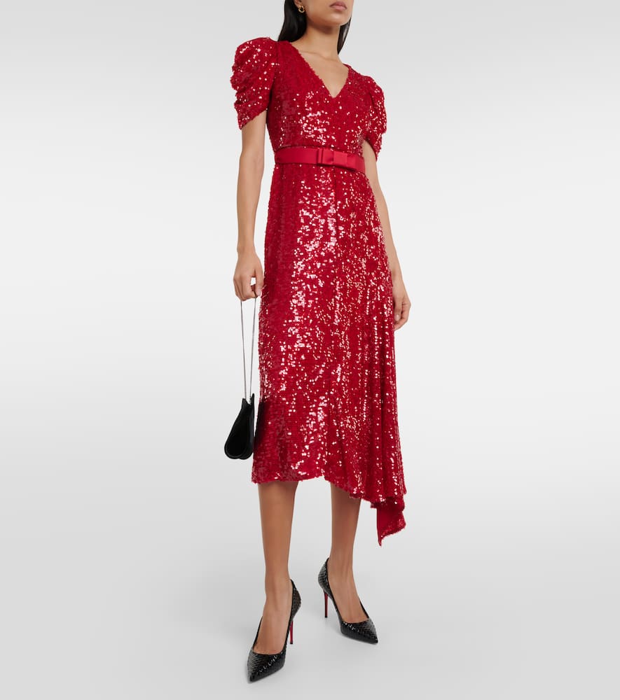 Asymmetric sequined minidress