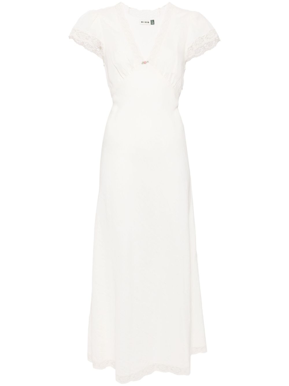 Clarice lace-trim midi dress - White
