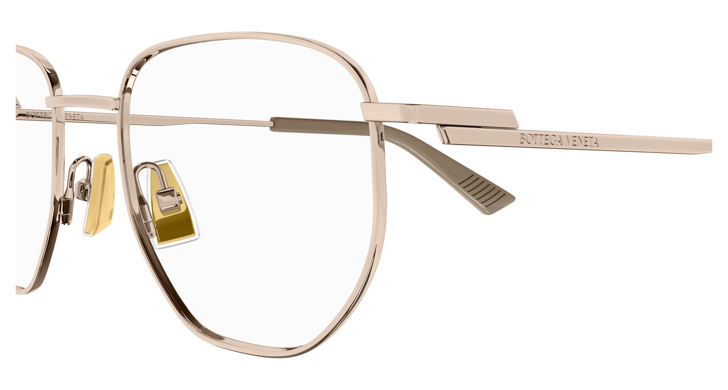 Bottega Veneta Unisex Bottega Veneta BV1301O 003 Optical frames Metal Gold Transparent Round