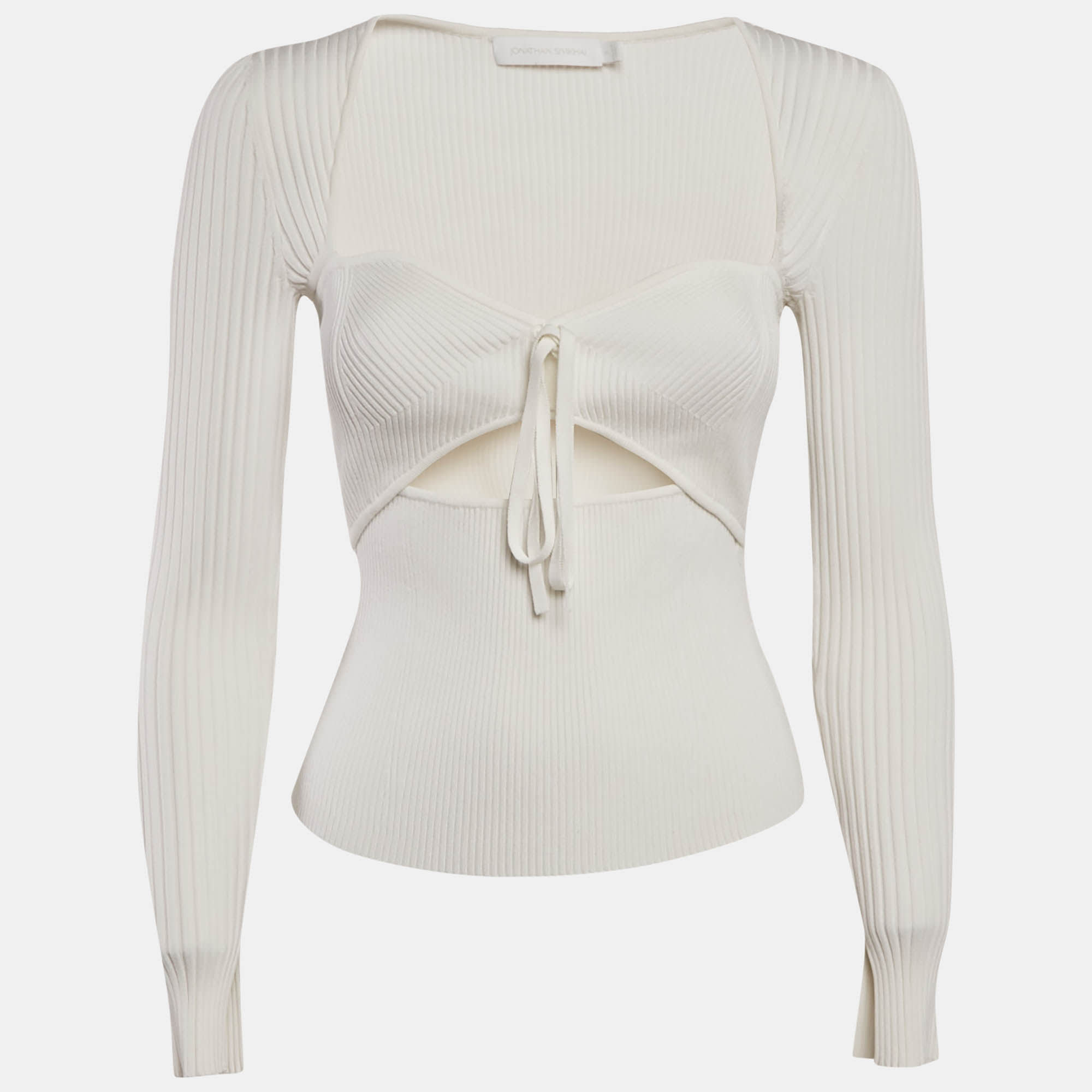 White Rib Knit Cut-Out Alexia Top