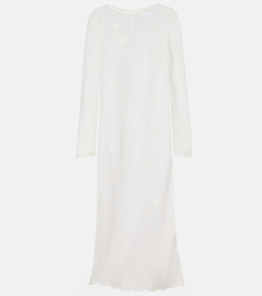 Cove embroidered sheer cotton tulle kaftan