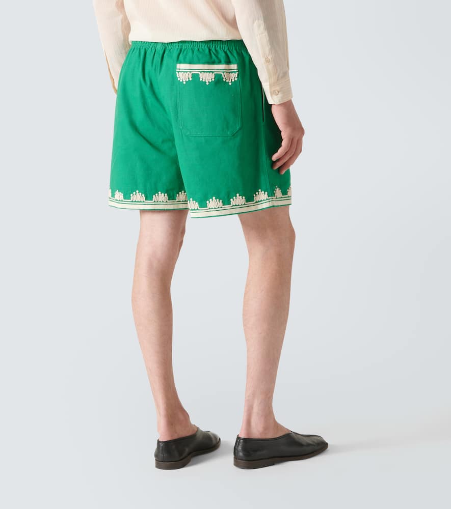 Ripple embroidered cotton shorts