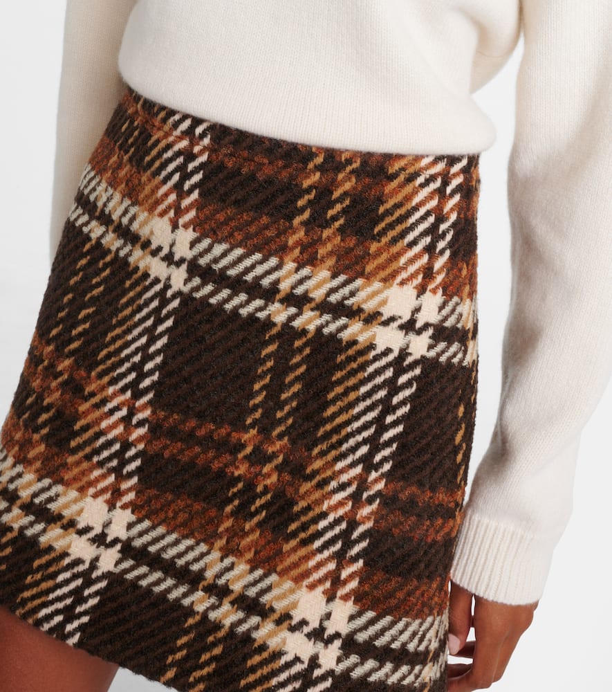 Checked wool-blend miniskirt