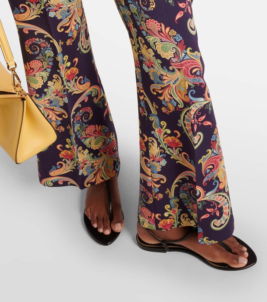 Paisley high-rise flared pants