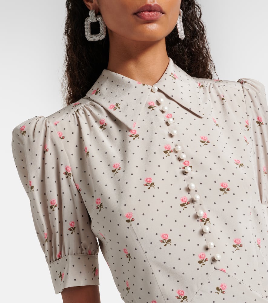 Floral polka-dot silk maxi dress