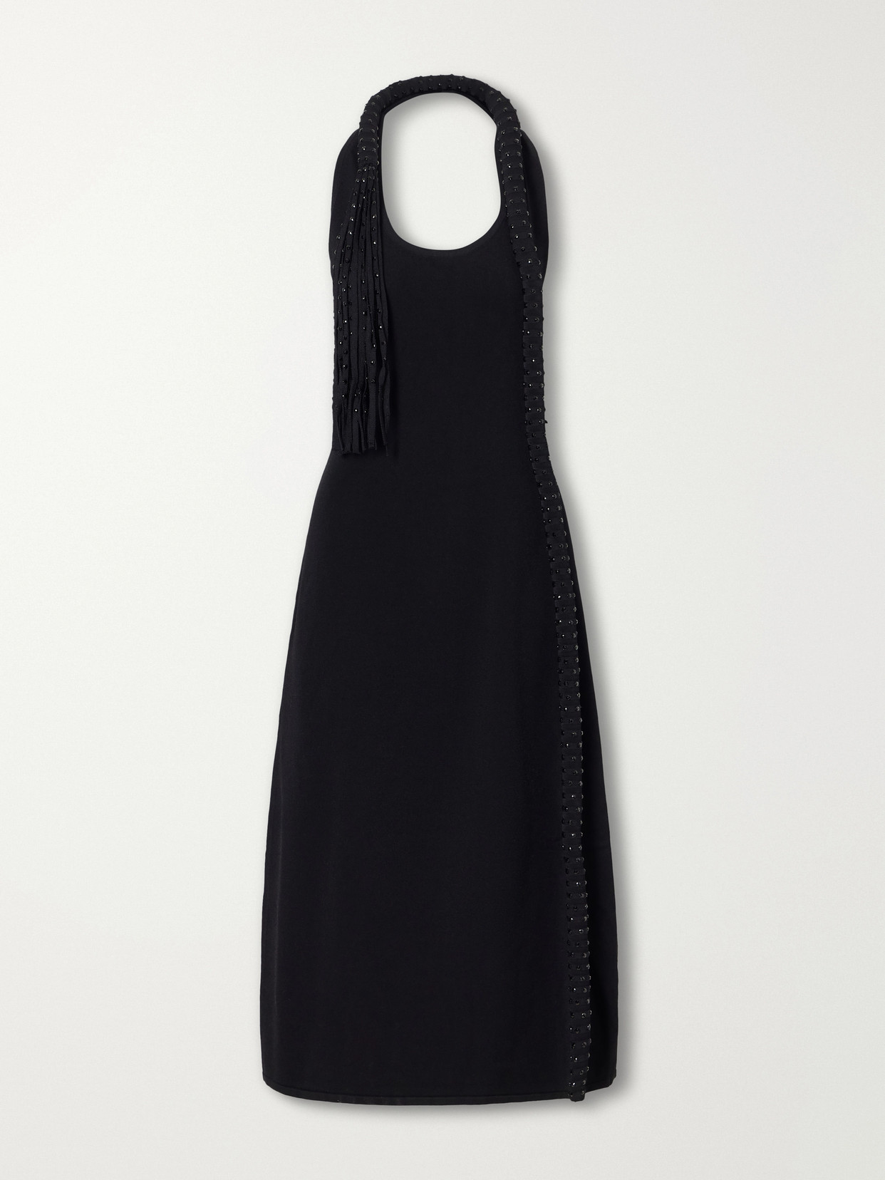 Mane Embellished Crepe Midi Dress - Black