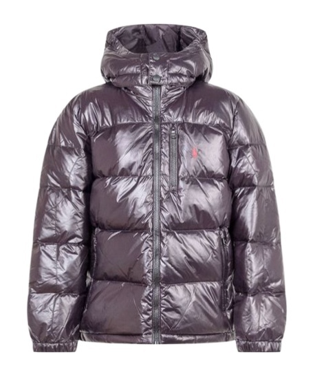 Zip-up hooded down jacket