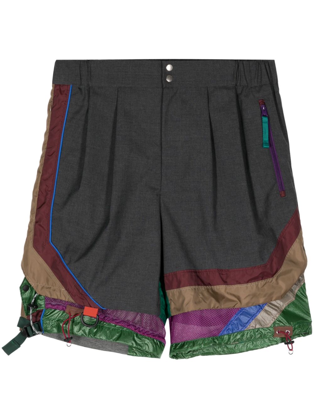 Colour-block layered shorts - Grey