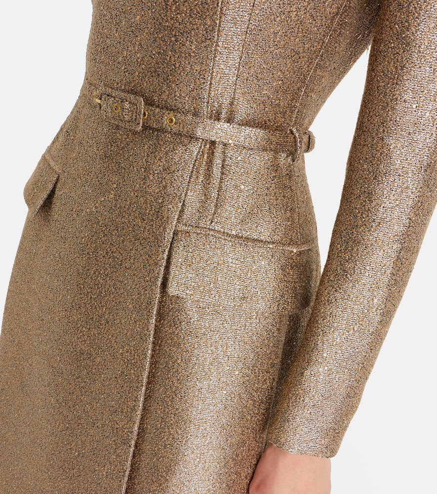 Kalonice belted sequined tweed midi dress