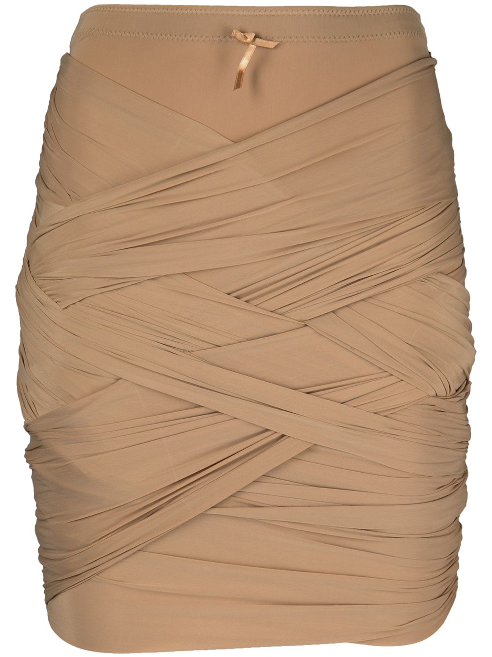 RUCHED SKIRT WITH INTERWEAVING - Brown