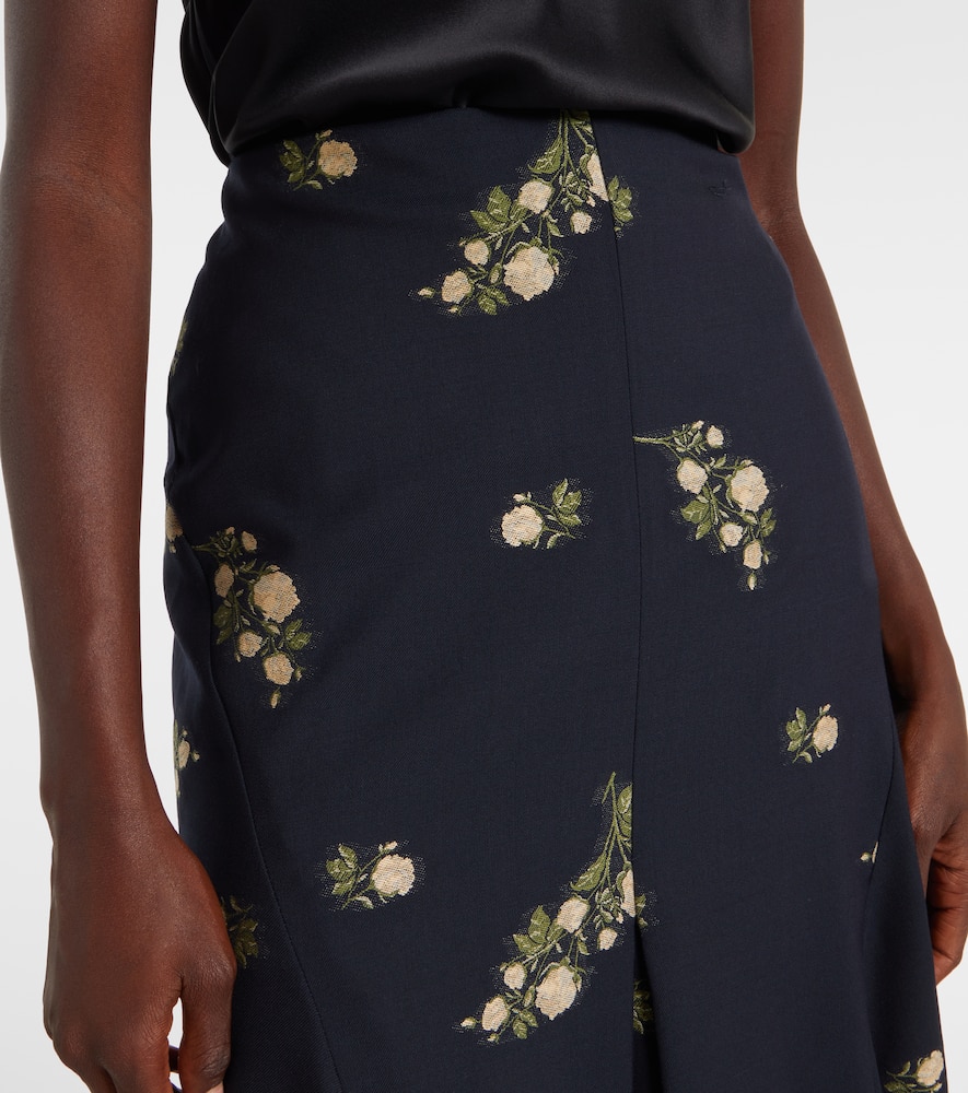 Floral jacquard midi skirt