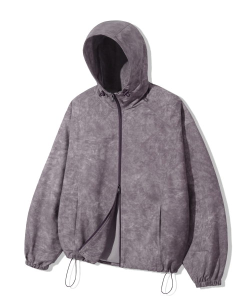 Pigment Dyed Hooded Zip-Up Windbreaker_Purple