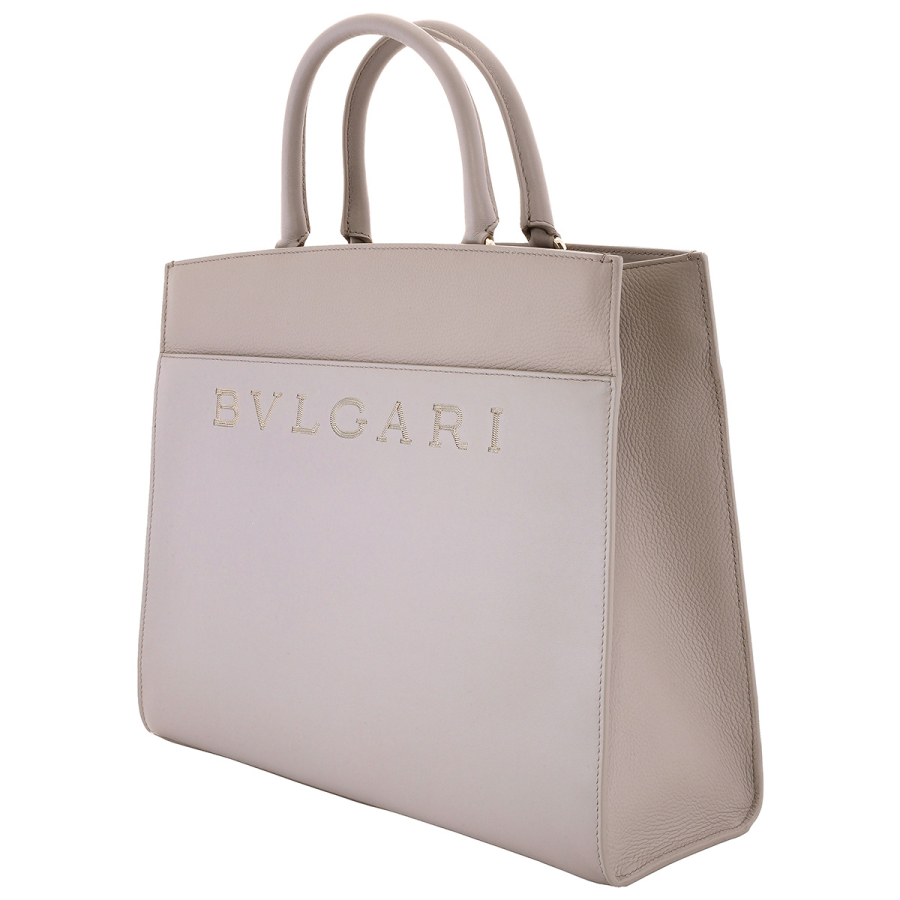 Leather Logo Embossed Tote Bag