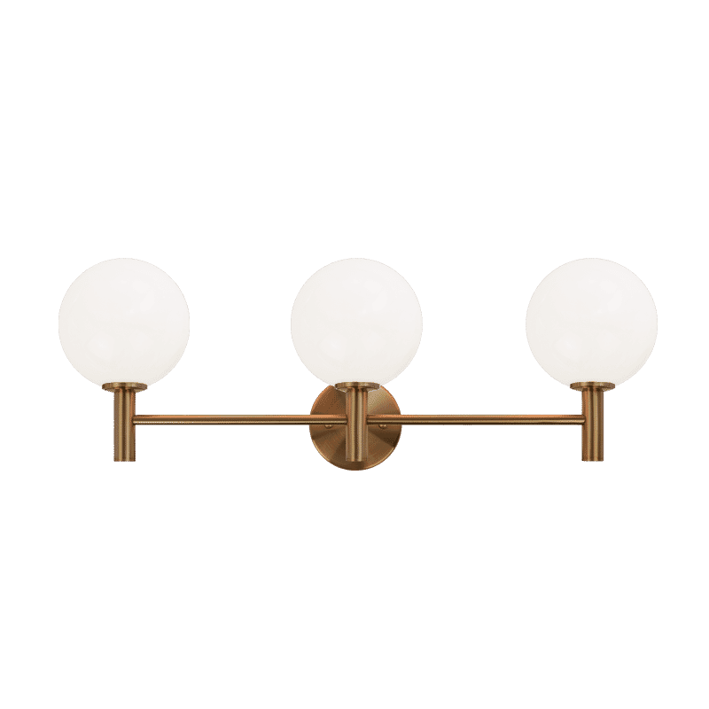 Aged Gold Brass Three Light Wall Sconce from the Cosmo Collection