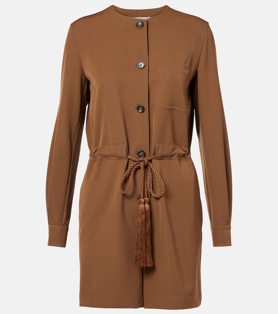 Max Mara Maine belted wool gabardine playsuit