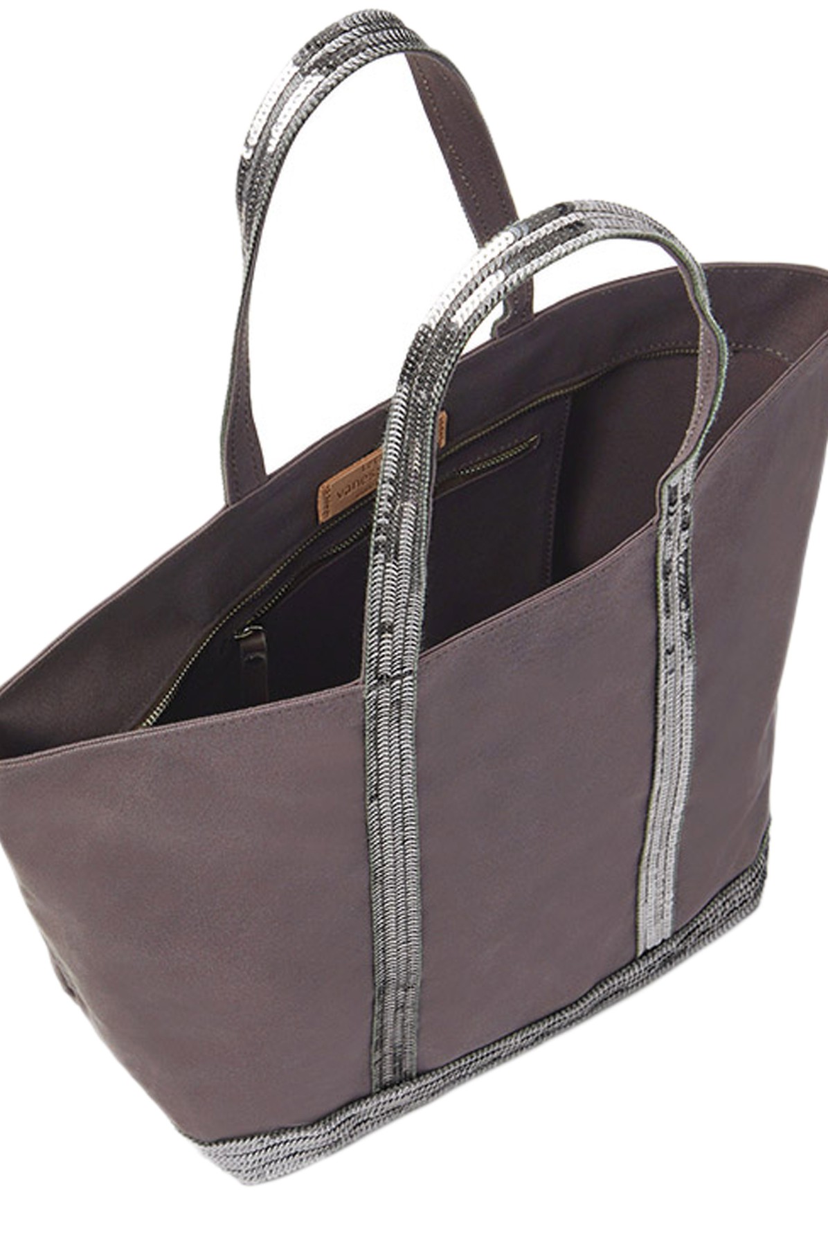 Canvas and Sequins L zipped Cabas Tote