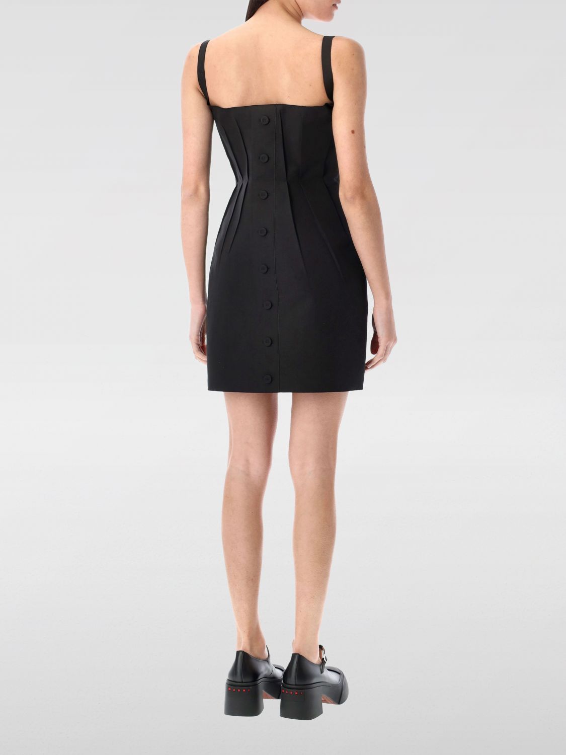 Marni sleeveless pintuck dress - White